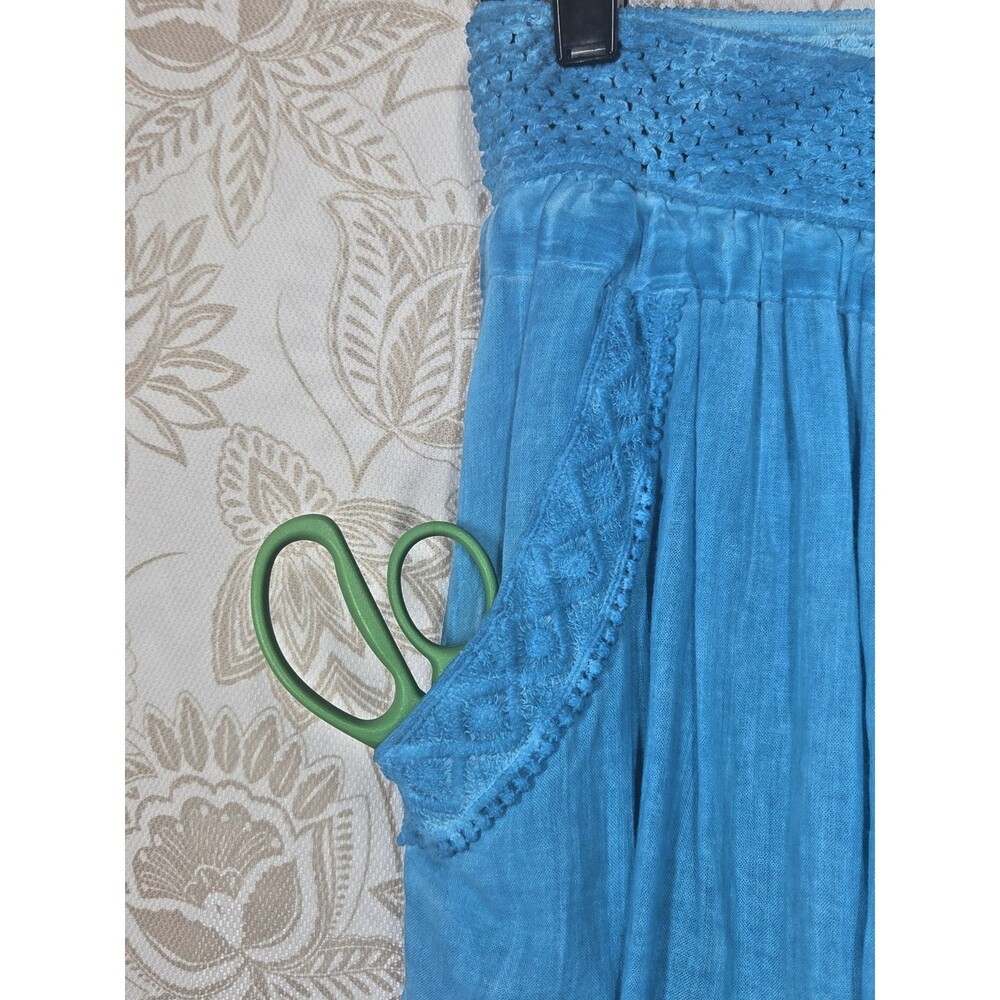 Selcuk Efes Classic Hankerchief Hem Blue Pants 3X Pockets Beach Boho Laganlook - Picture 7 of 10